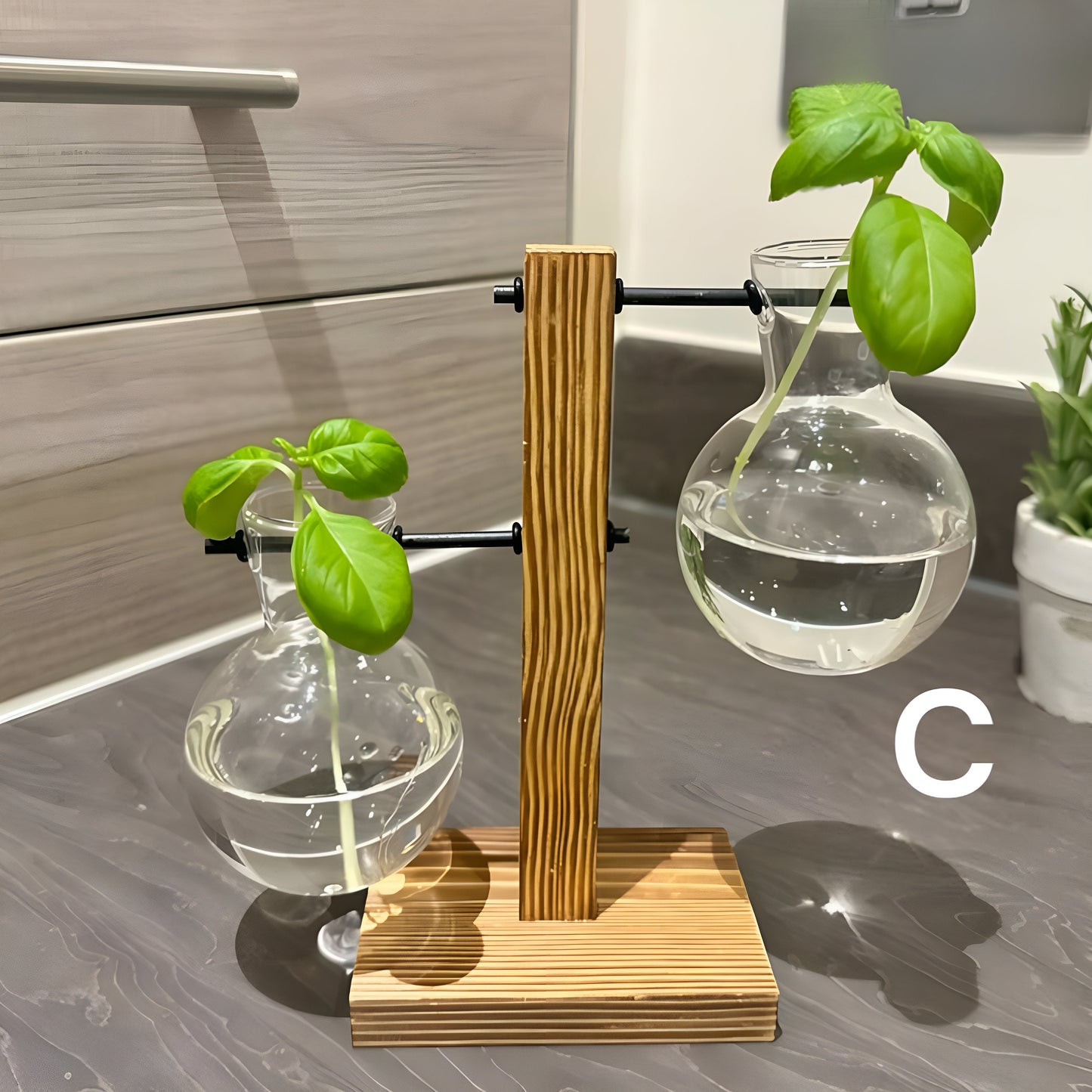 Hydroponic Plant Pot - Plant Propagation Station Hydroponic Gardening Indoor Plant Cuttings Vase Wooden Frame Glass Glass Desk Plant Vase