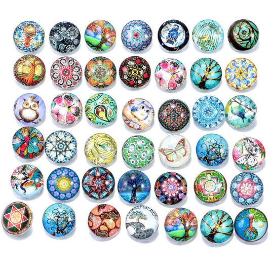 Ginooars Pack Mixed Style Glass Snaps Charm Buttons 18/20mm for Interchangeable Snaps Jewelry